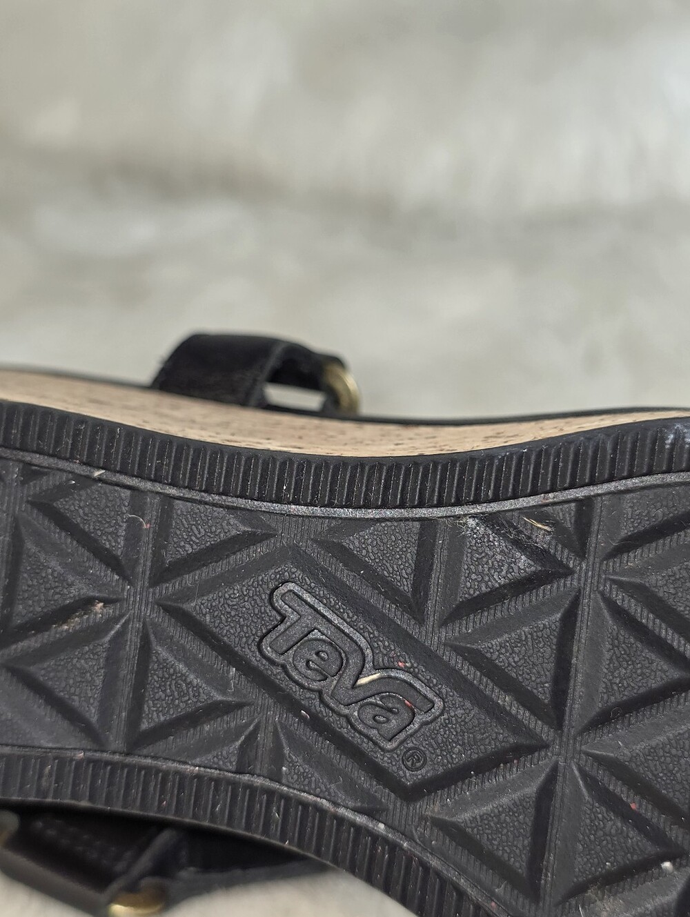 Teva Arabelle Universal Womens Leather Black Cork Wedge Sandals - Picture 12 of 15